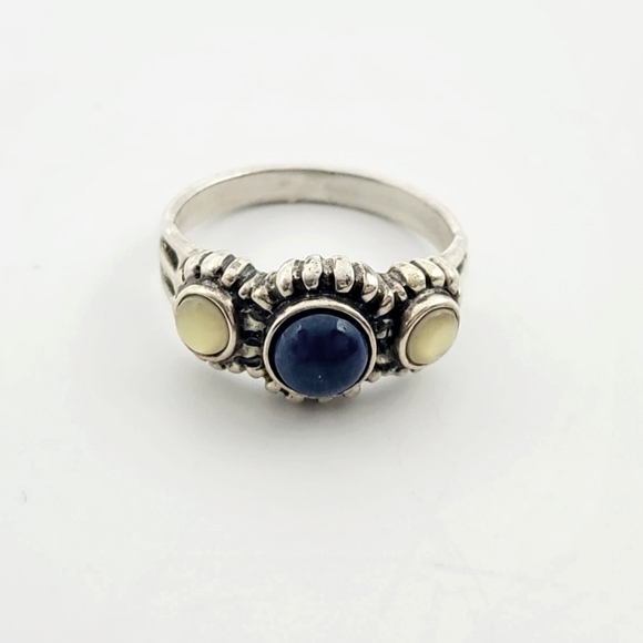 Vintage Sterling Silver Lapis Moonstone Ring, Size 9 - Picture 4 of 9